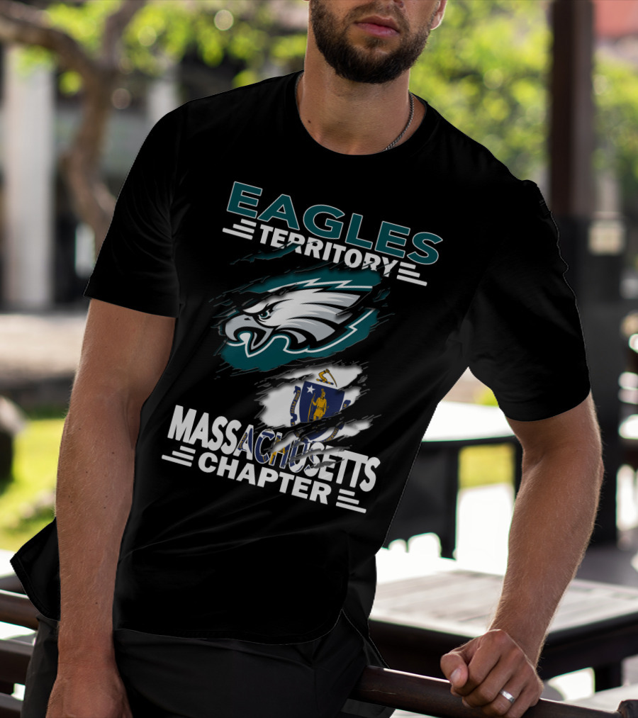 Eagles Territory Massachusetts Chapter Logo With State Flag Integration T-Shirt