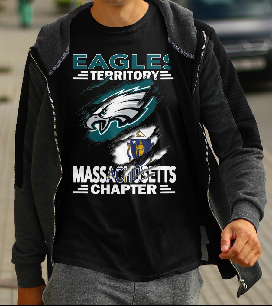 Eagles Territory Massachusetts Chapter Logo With State Flag Integration T-Shirt