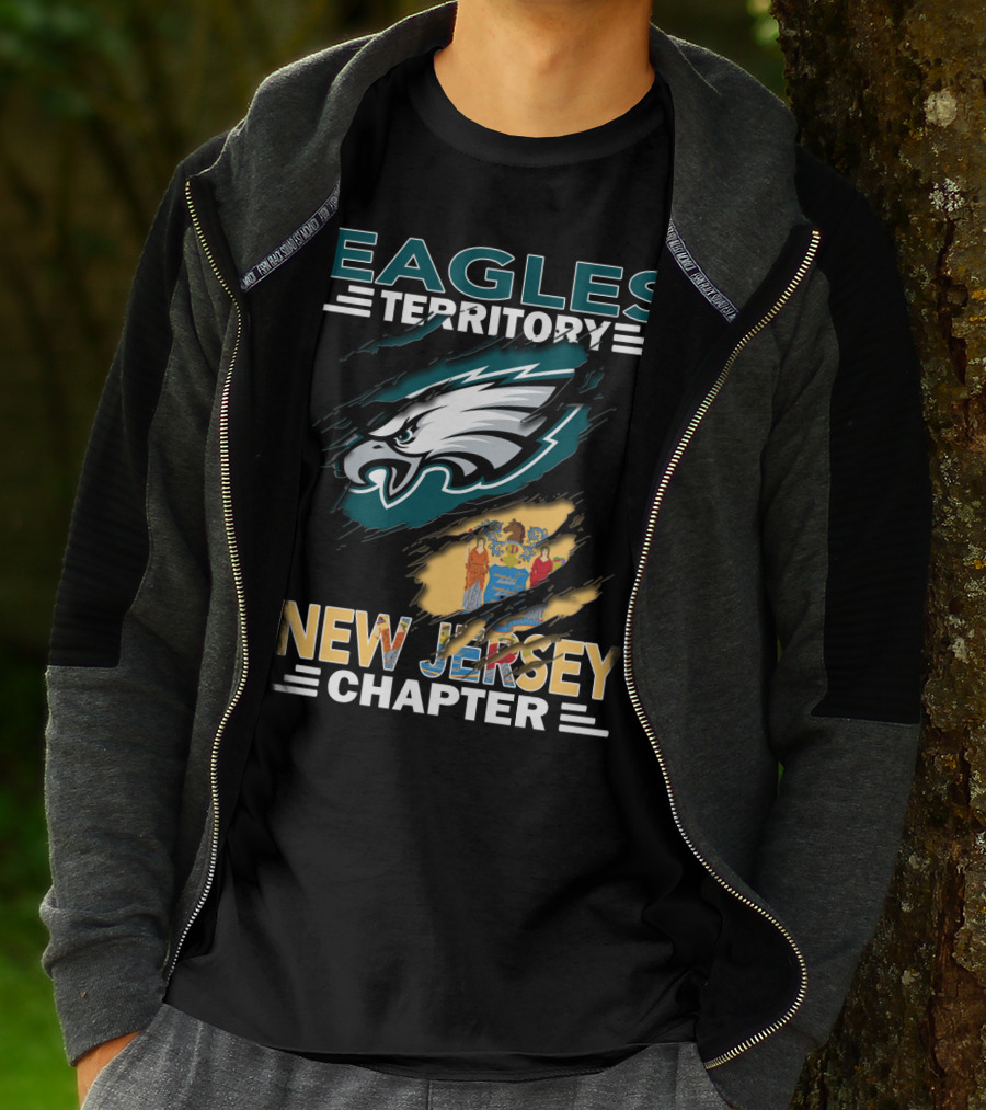 Eagles Territory New Jersey Chapter With Philadelphia Eagles Logo And NJ State Flag T-Shirt