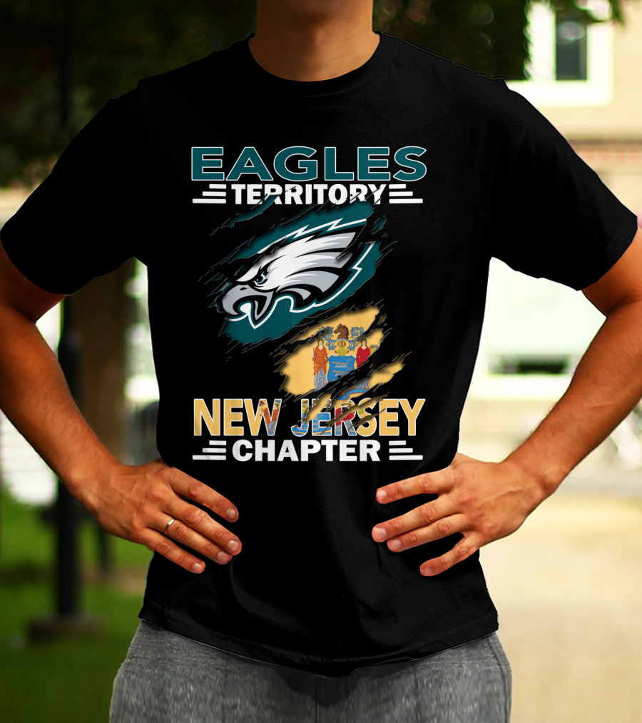 Eagles Territory New Jersey Chapter With Philadelphia Eagles Logo And NJ State Flag T-Shirt