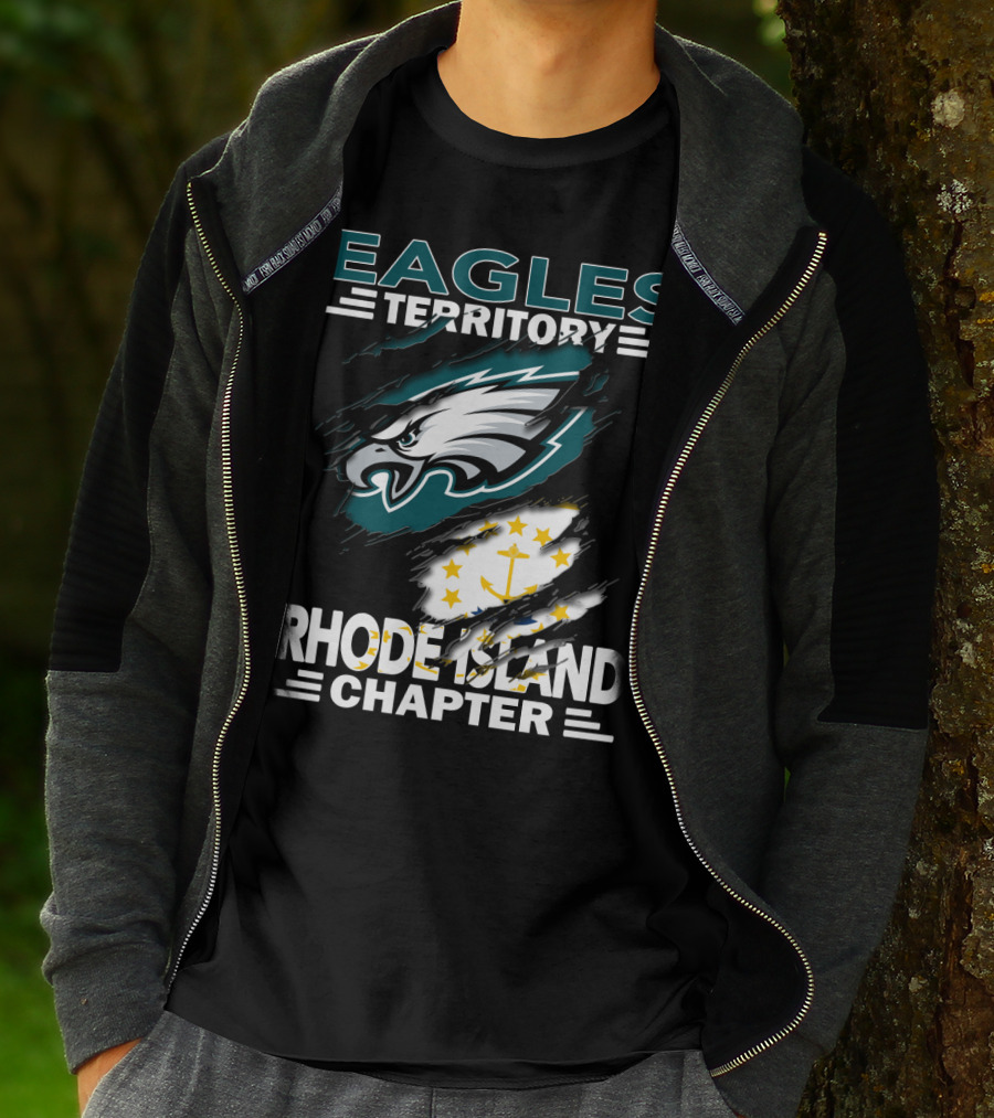 Eagles Territory Rhode Island Chapter Logo With State Flag And Team Insignia T-Shirt
