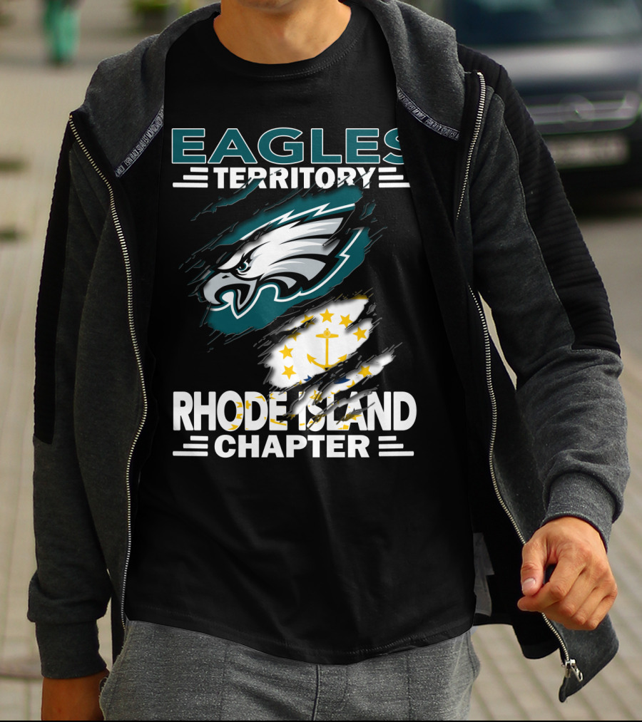 Eagles Territory Rhode Island Chapter Logo With State Flag And Team Insignia T-Shirt