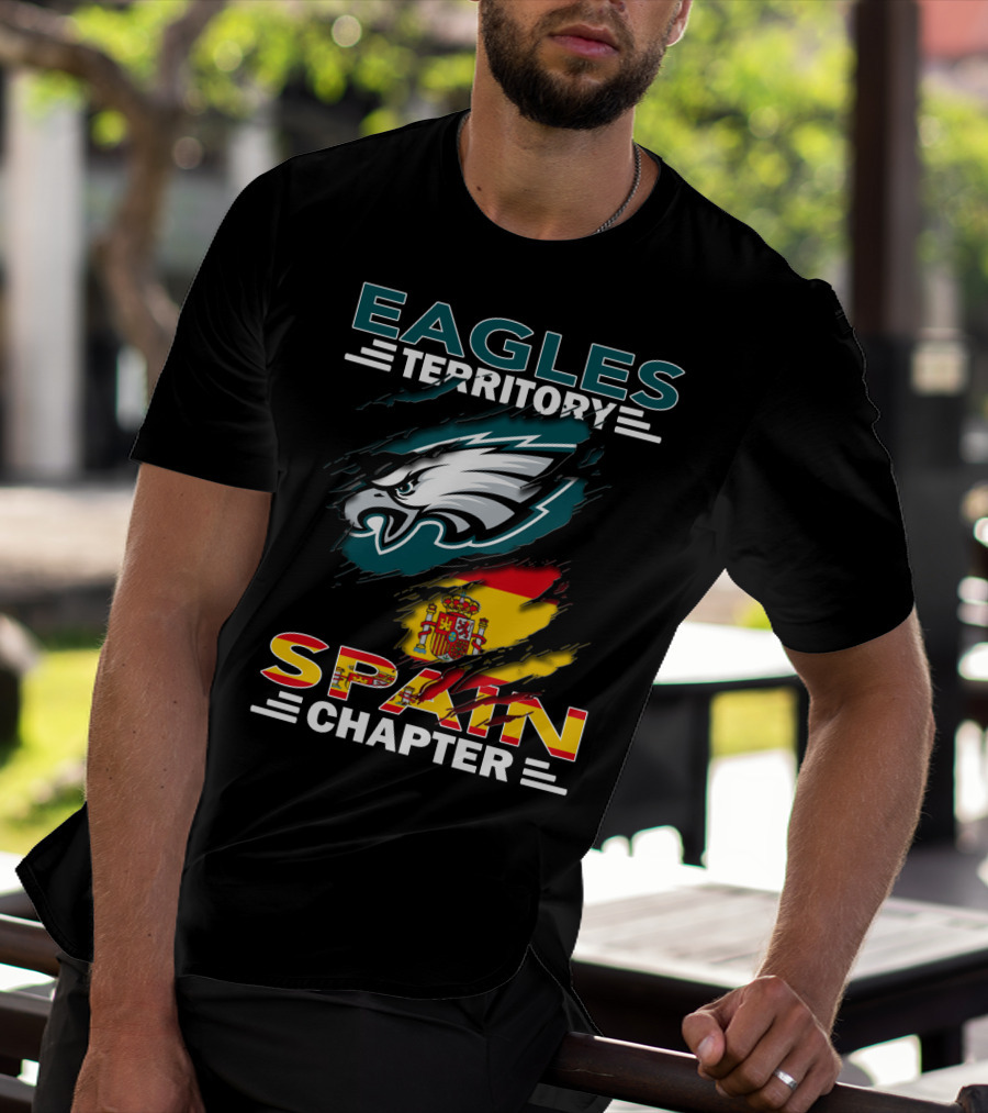 Eagles Territory Spain Chapter Fan Pride With Spanish Flag And Eagle T-Shirt
