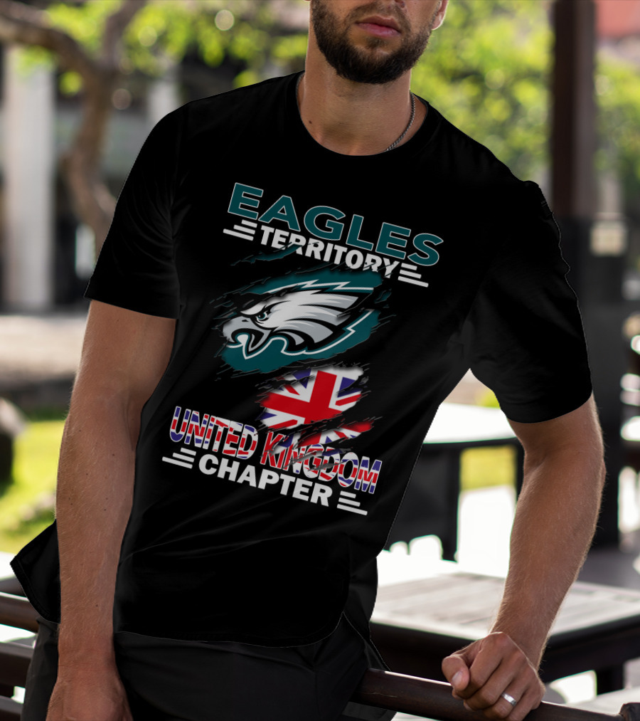 Eagles Territory United Kingdom Chapter NFL Team Logo Union Jack T-Shirt