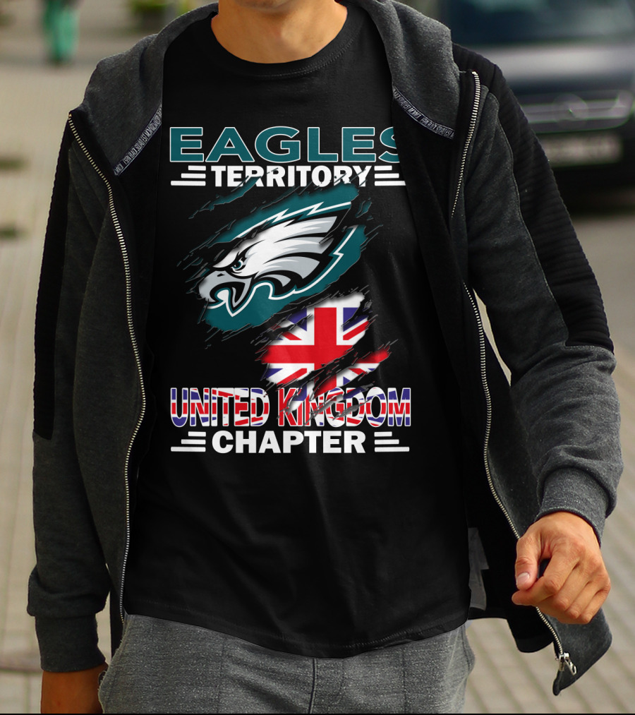 Eagles Territory United Kingdom Chapter NFL Team Logo Union Jack T-Shirt