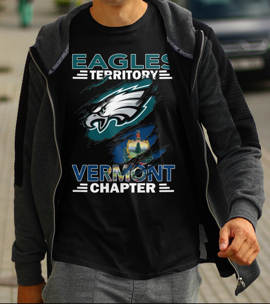 Eagles Territory Vermont Chapter Emblem With Vermont State T-Shirt