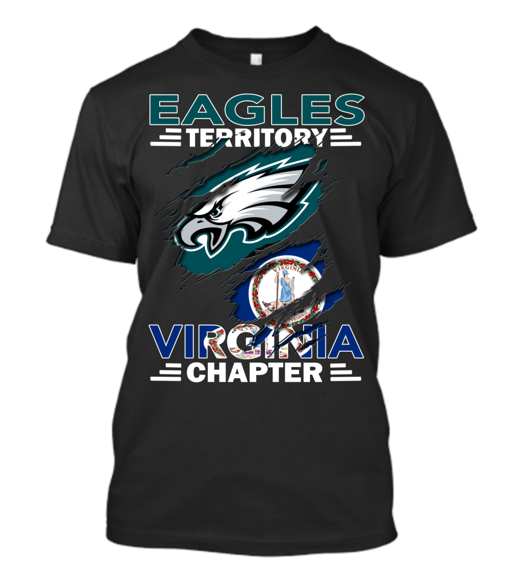 Eagles Territory Virginia Chapter With Philadelphia Eagles Logo And Virginia State Flag T-Shirt
