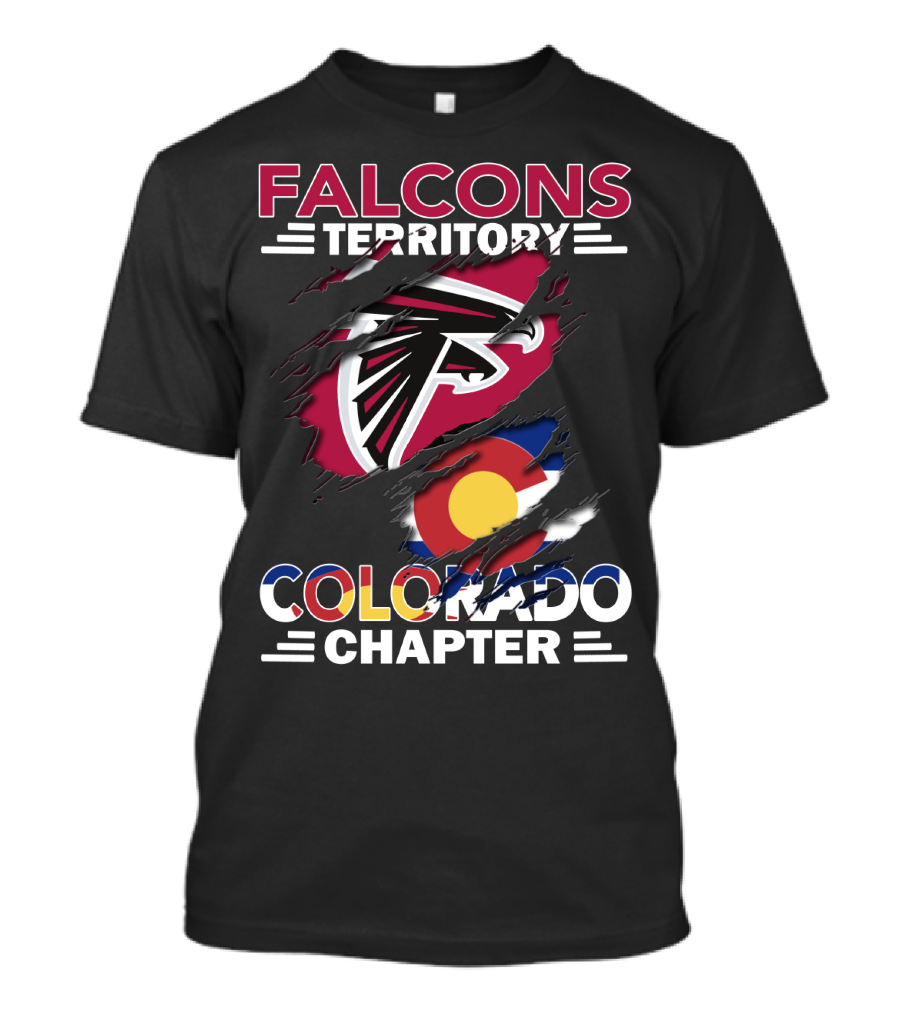 Falcons Territory Colorado Chapter With Falcons Logo And Colorado Flag T-Shirt