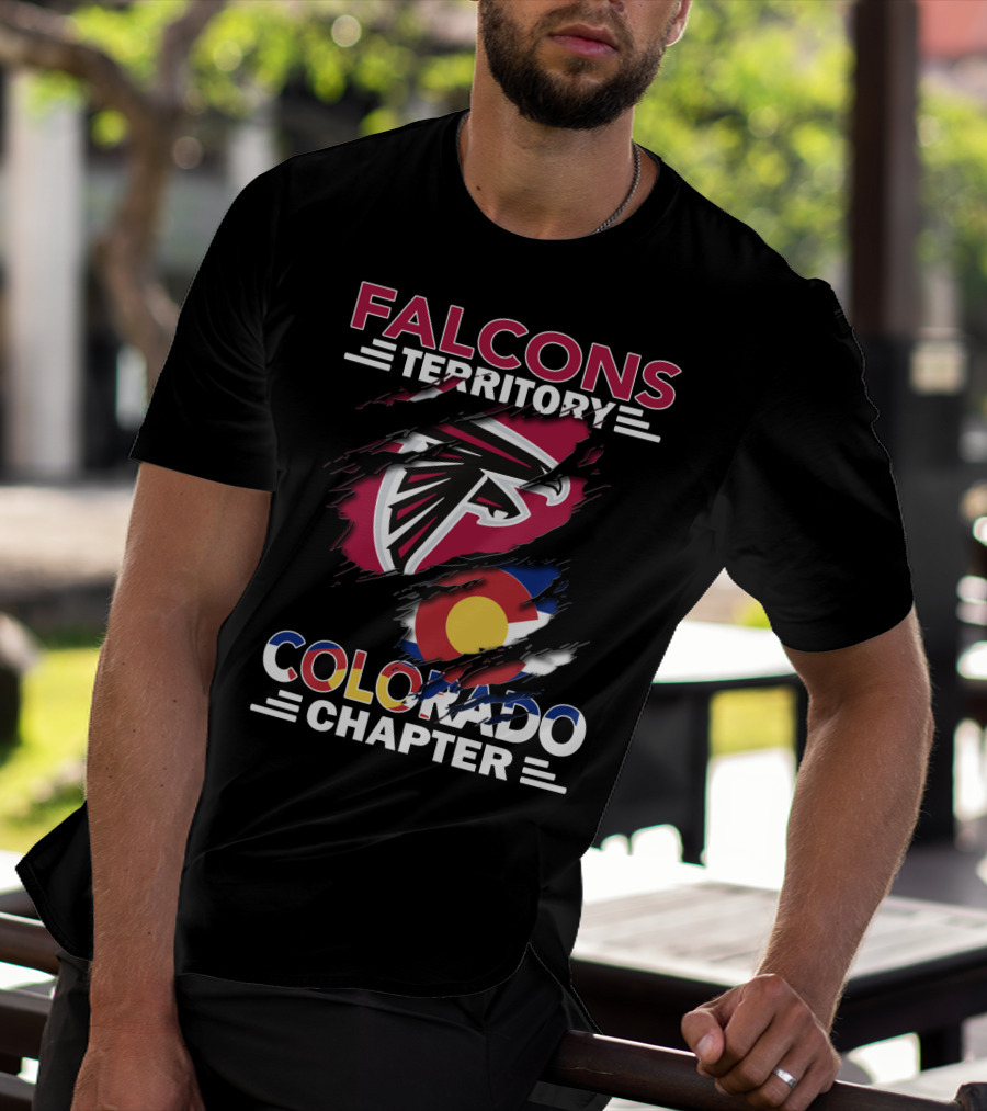 Falcons Territory Colorado Chapter With Falcons Logo And Colorado Flag T-Shirt