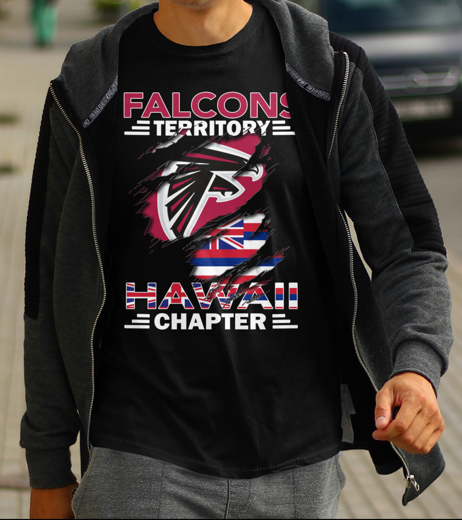 Falcons Territory Hawaii Chapter With Atlanta Falcons Logo And Hawaiian Flag Elements T-Shirt