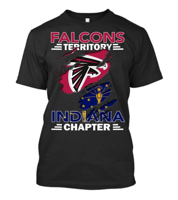 Falcons Territory Indiana Chapter With Atlanta Falcons Logo And Indiana State Flag T-Shirt