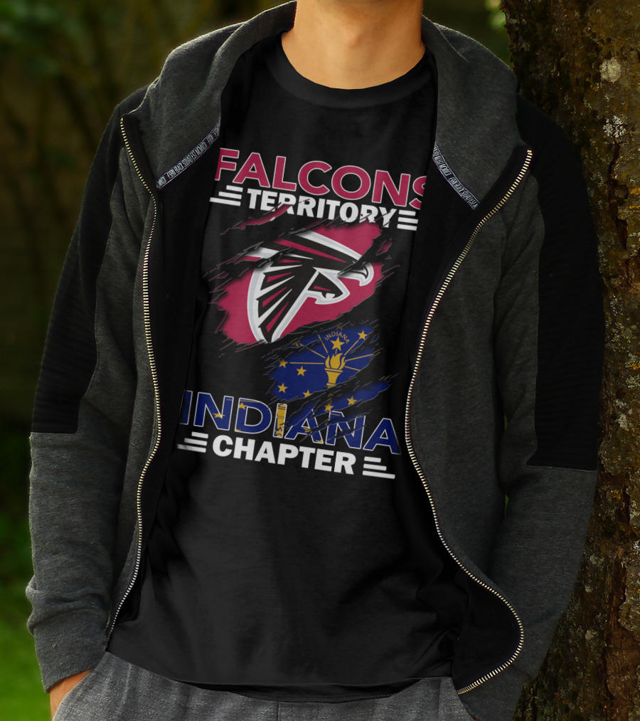 Falcons Territory Indiana Chapter With Atlanta Falcons Logo And Indiana State Flag T-Shirt