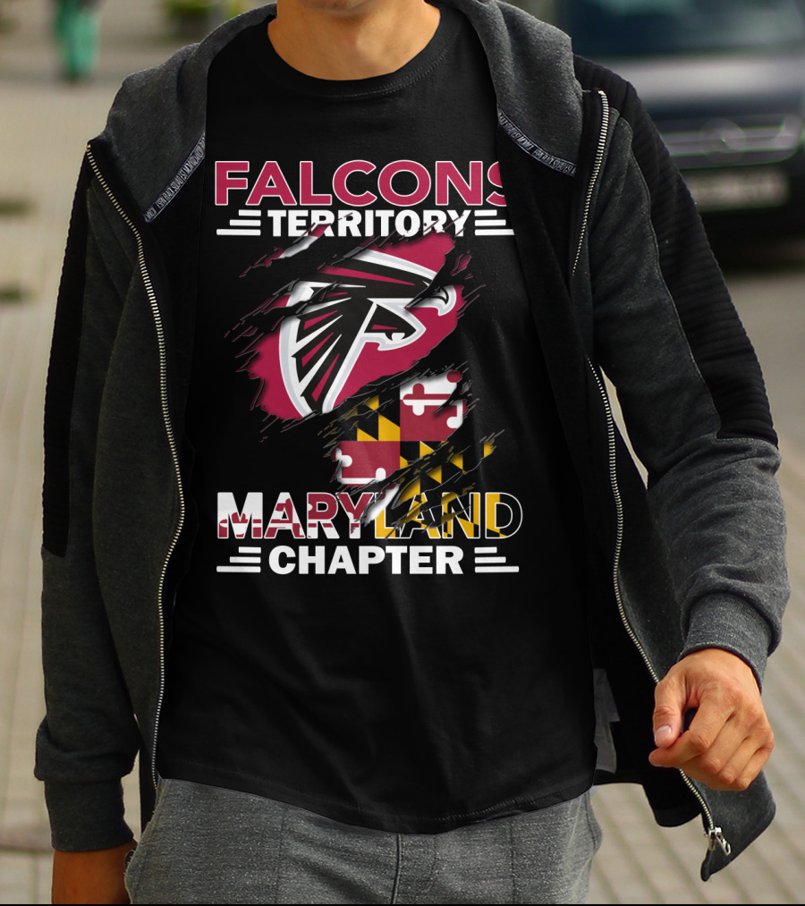 Falcons Territory Maryland Chapter Ravens Shield Flag T-Shirt