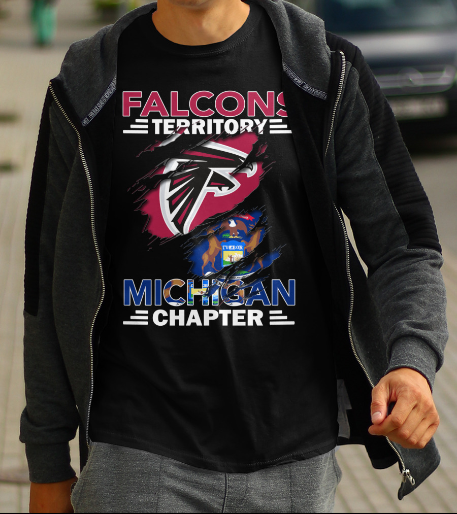 Falcons Territory Michigan Chapter Logo With Michigan State Flag Elements T-Shirt