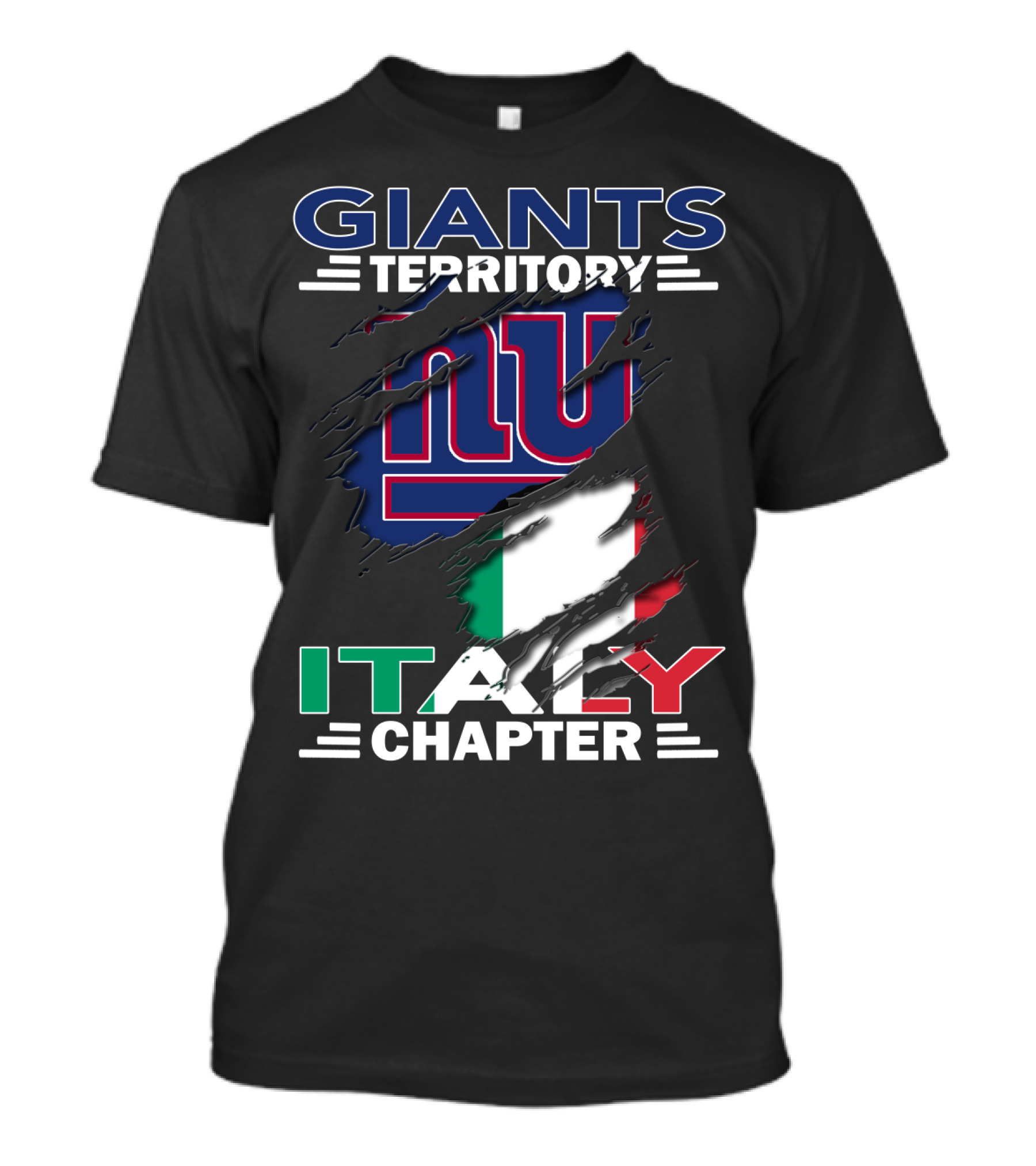 Giants Territory Italy Chapter NY Logo Italian Flag T-Shirt