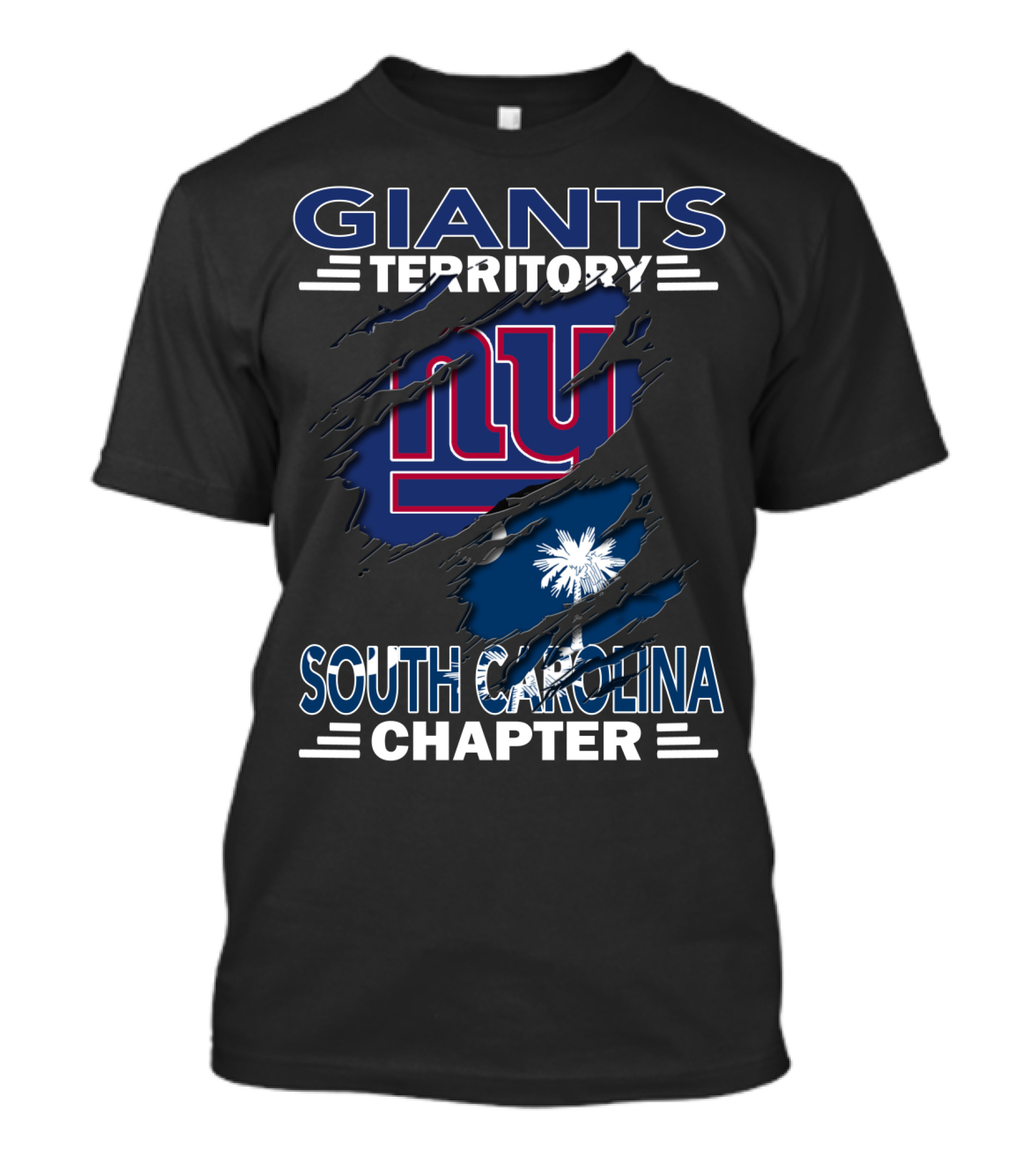 Giants Territory South Carolina Chapter NY Logo And Palmetto Flag T-Shirt
