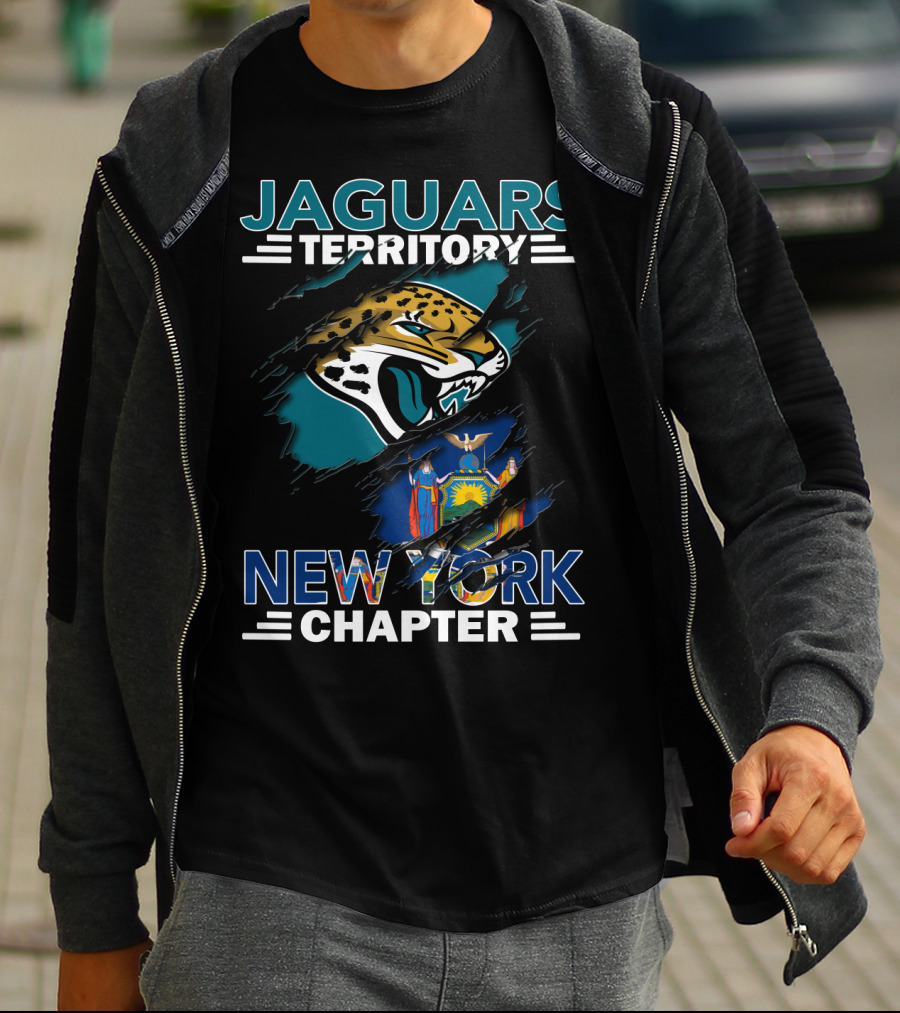 Jaguars Territory New York Chapter Jaguars Logo And New York State Flag T-Shirt