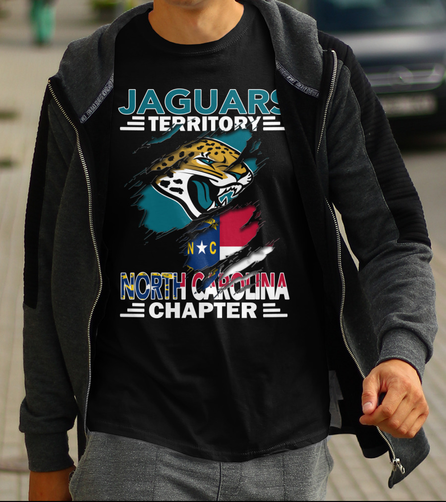 Jaguars Territory North Carolina Chapter Logo And State Flag Fusion T-Shirt