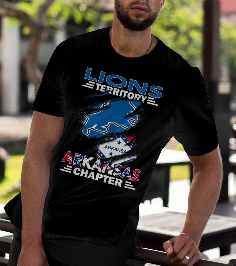 Lions Territory Arkansas Chapter Blue Lion And State Flag T-Shirt
