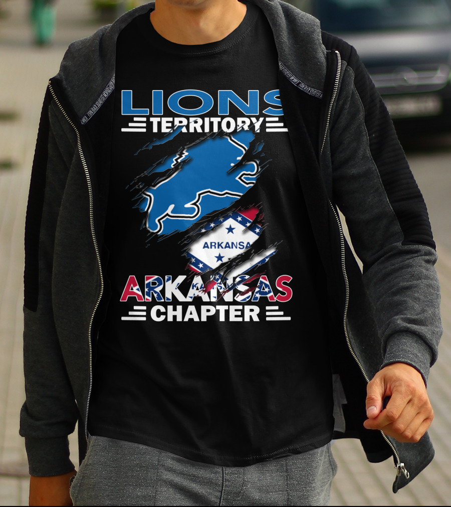 Lions Territory Arkansas Chapter Blue Lion And State Flag T-Shirt