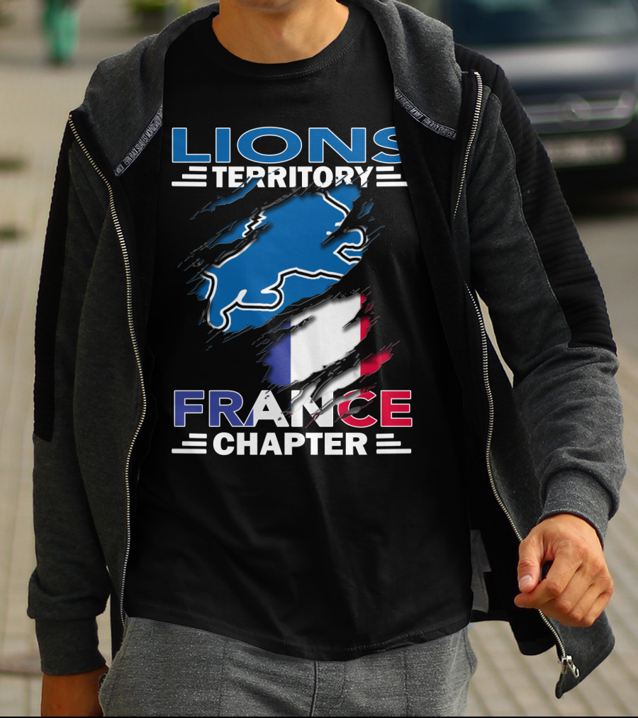 Lions Territory France Chapter Ripped Flag T-Shirt