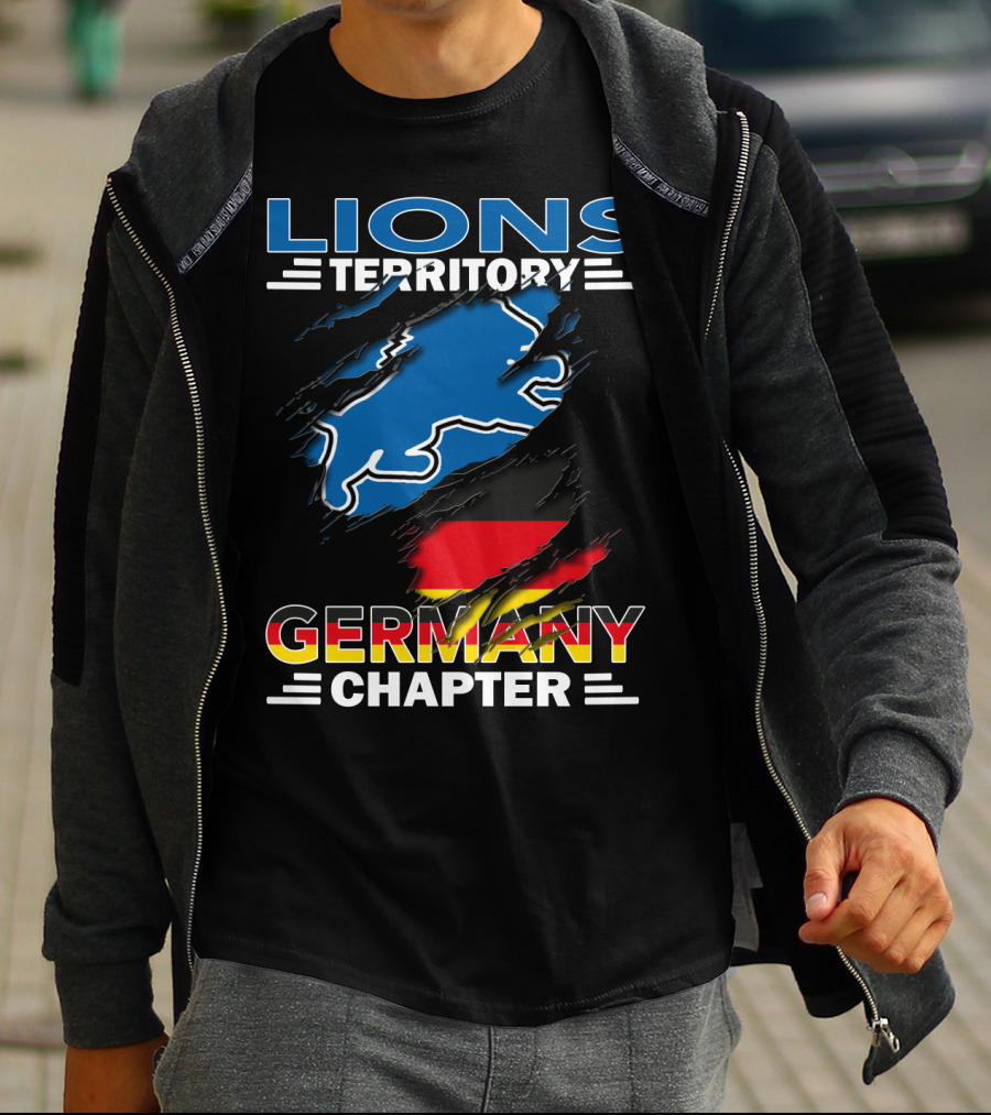 Lions Territory Germany Chapter Blue Lion German Flag Graphics T-Shirt