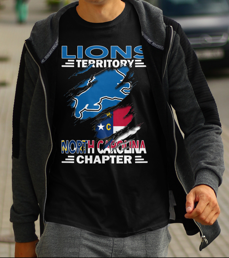 Lions Territory North Carolina Chapter State Flag Ripped T-Shirt