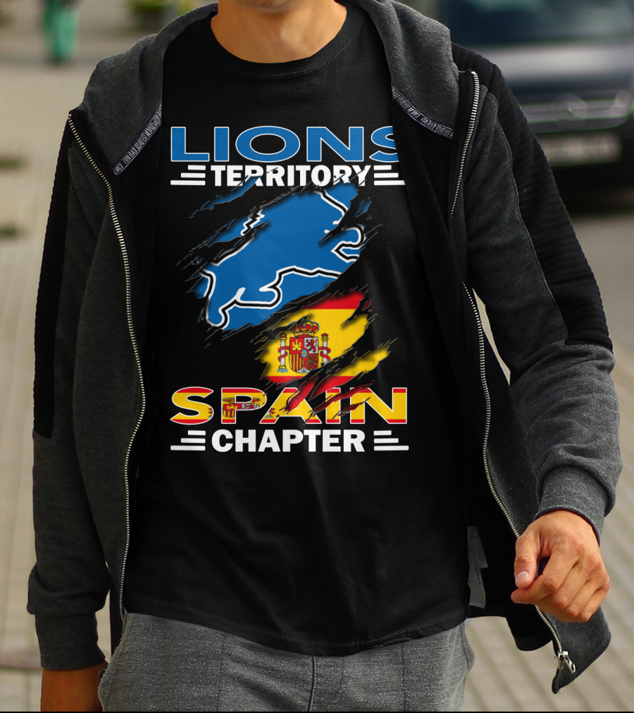 Lions Territory Spain Chapter Blue Lion Spanish Flag T-Shirt