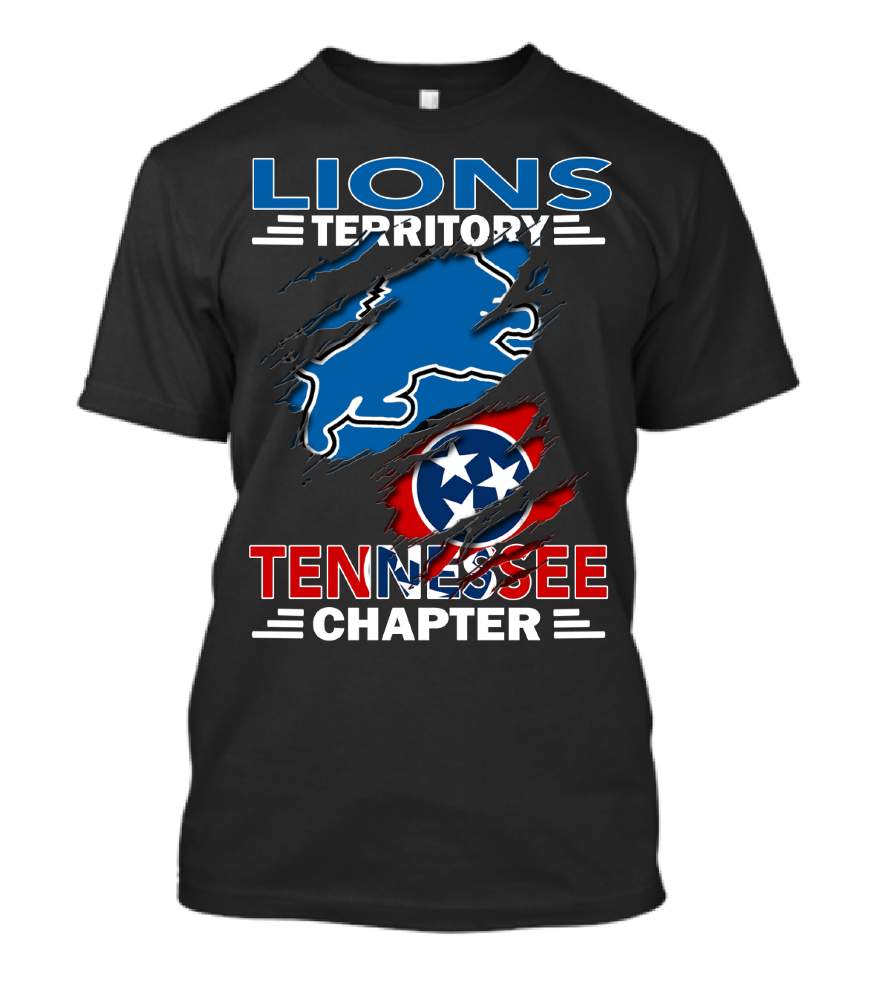 Lions Territory Tennessee Chapter Rip Through State Flag T-Shirt