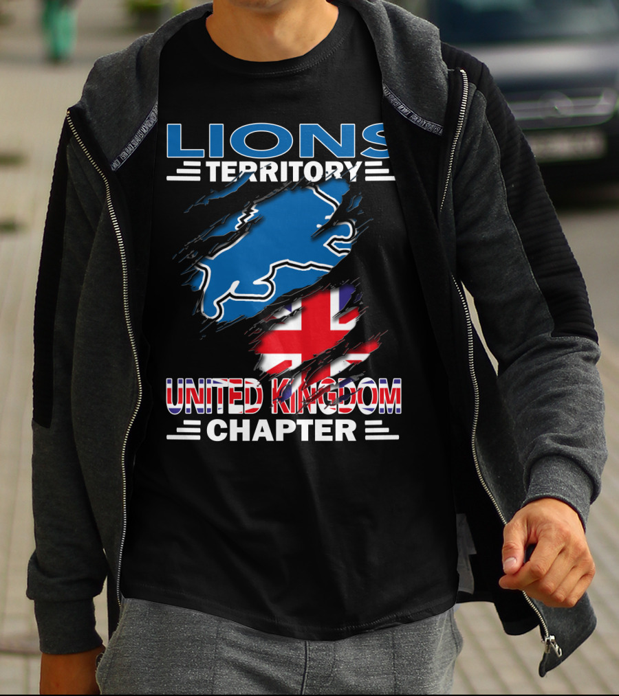 Lions Territory United Kingdom Chapter Union Jack Blue Lion T-Shirt