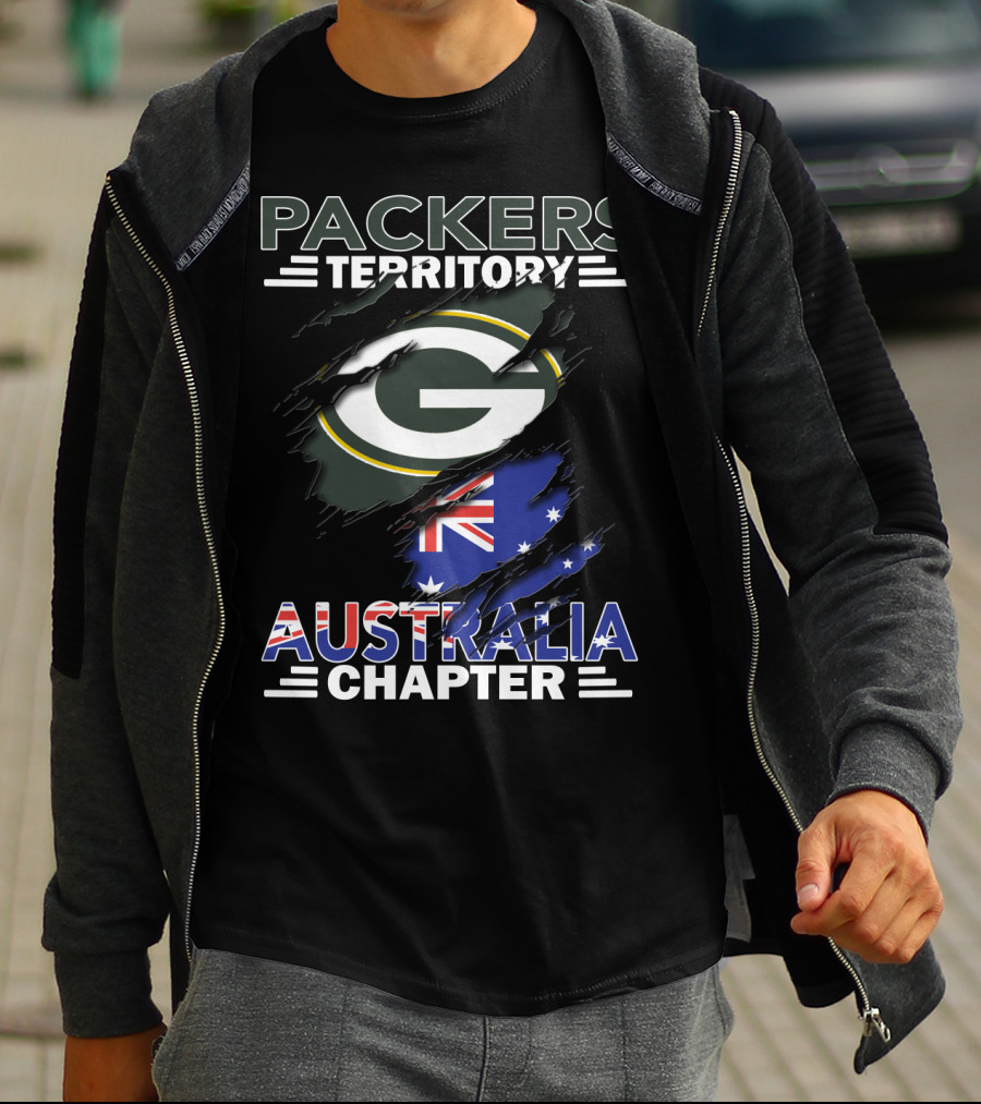 Packers Territory Australia Chapter Green Bay Packers Logo With Australian Flag T-Shirt