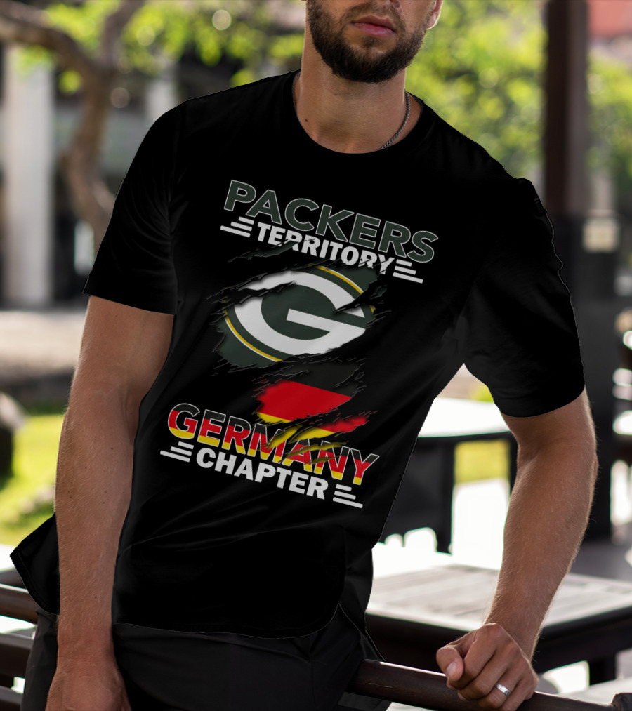 Packers Territory Germany Chapter Green Bay Logo With German Flag T-Shirt
