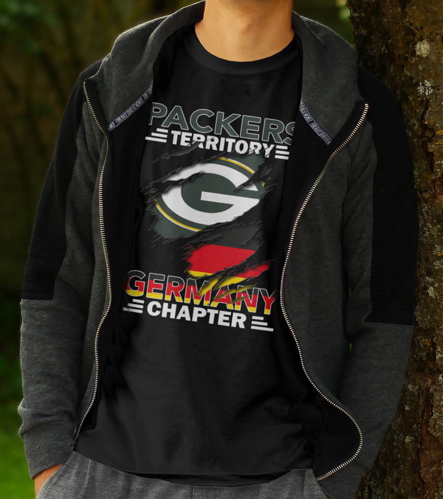 Packers Territory Germany Chapter Green Bay Logo With German Flag T-Shirt