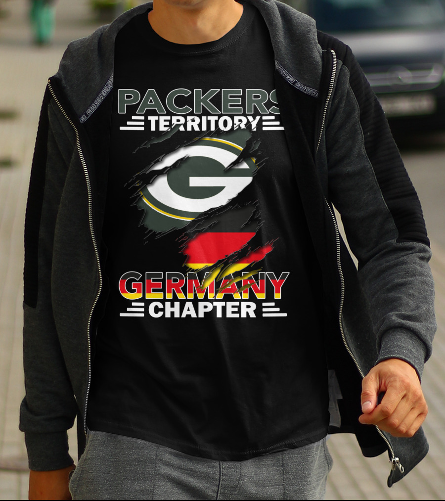 Packers Territory Germany Chapter Green Bay Logo With German Flag T-Shirt