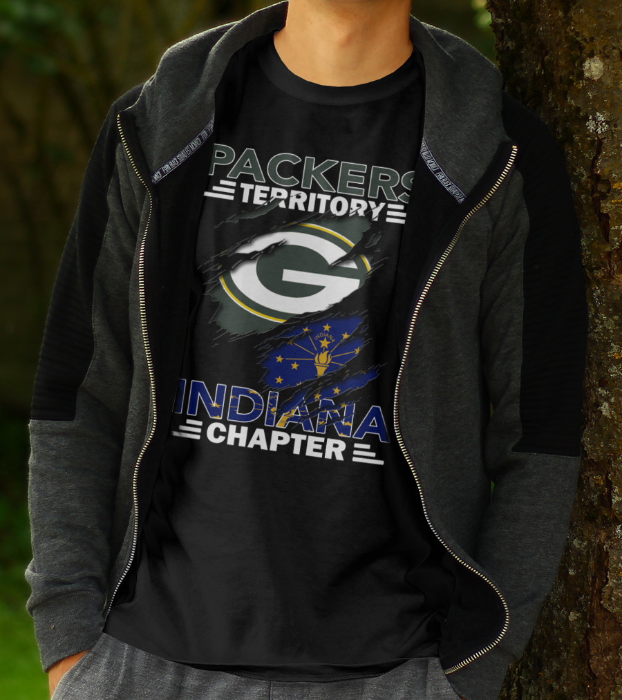 Packers Territory Indiana Chapter Green Bay Packers Logo With Indiana State Flag T-Shirt