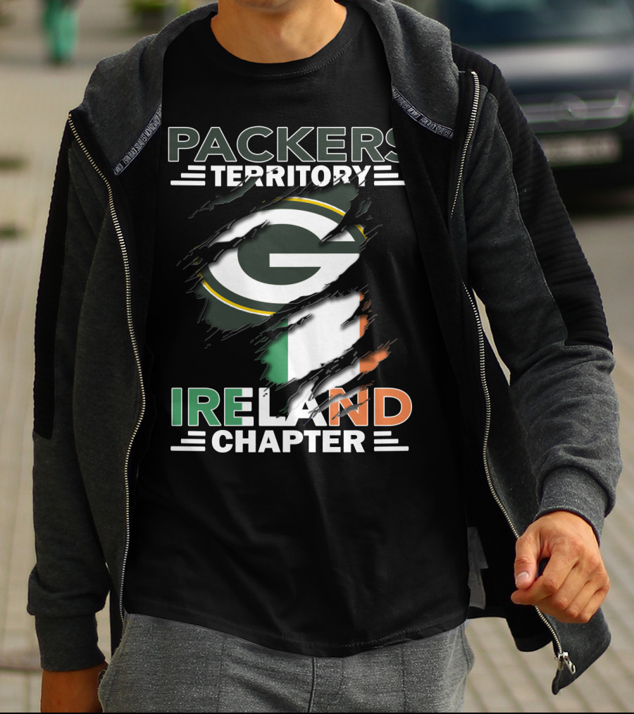 Packers Territory Ireland Chapter Green Bay Logo And Irish Flag T-Shirt