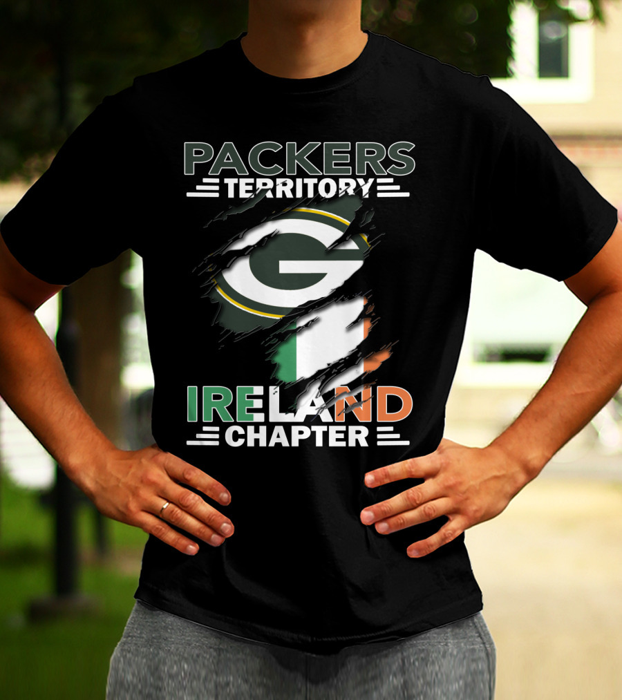 Packers Territory Ireland Chapter Green Bay Logo And Irish Flag T-Shirt