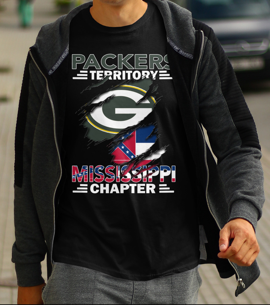 Packers Territory Mississippi Chapter Green Bay Packers Logo And Mississippi Flag Elements T-Shirt