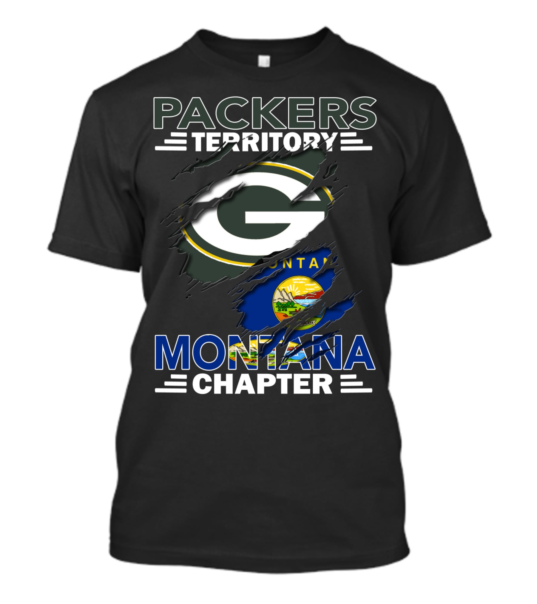 Packers Territory Montana Chapter Football Flag Hybrid T-Shirt