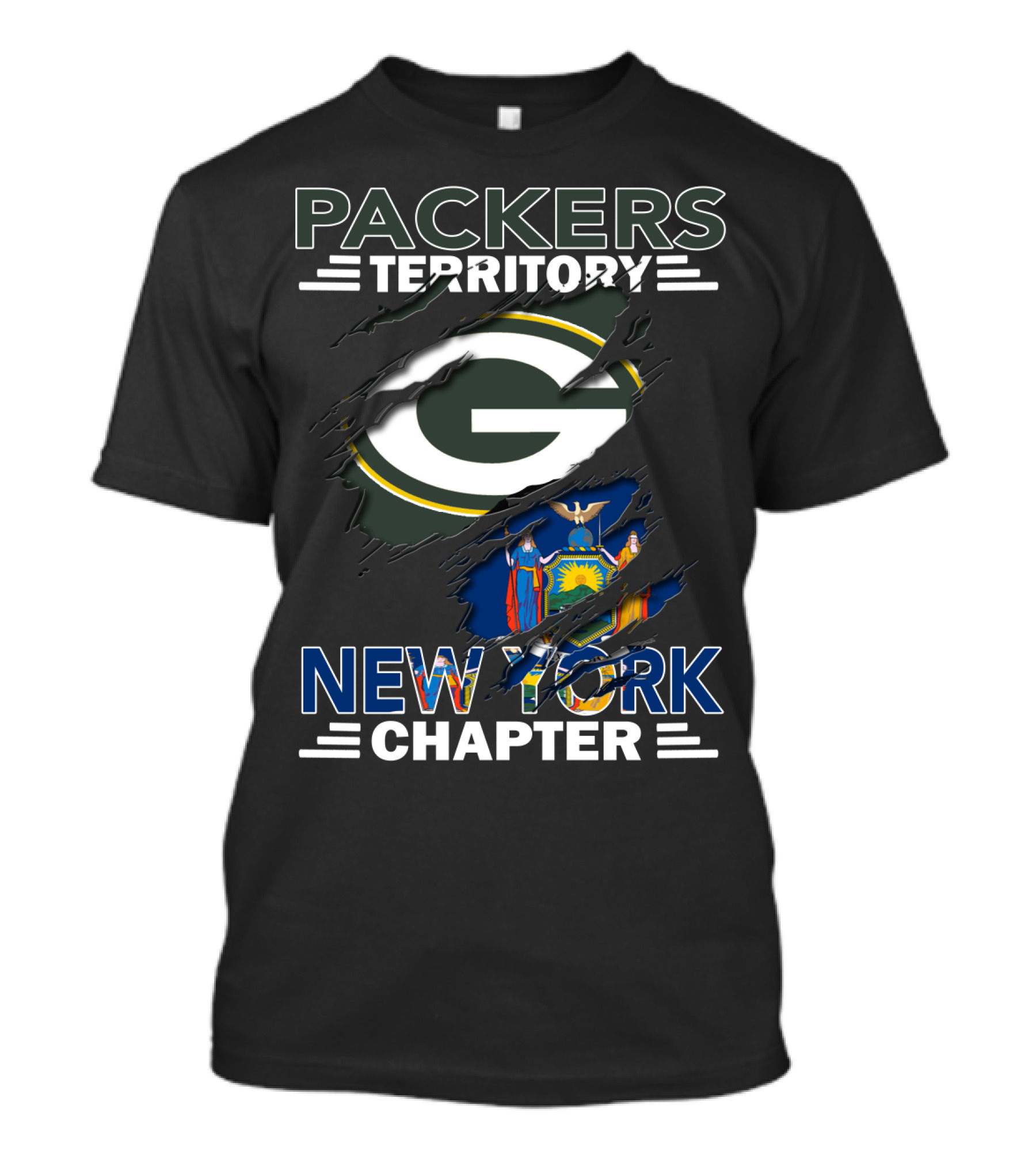 Packers Territory New York Chapter Green Bay Icon New York Flag T-Shirt