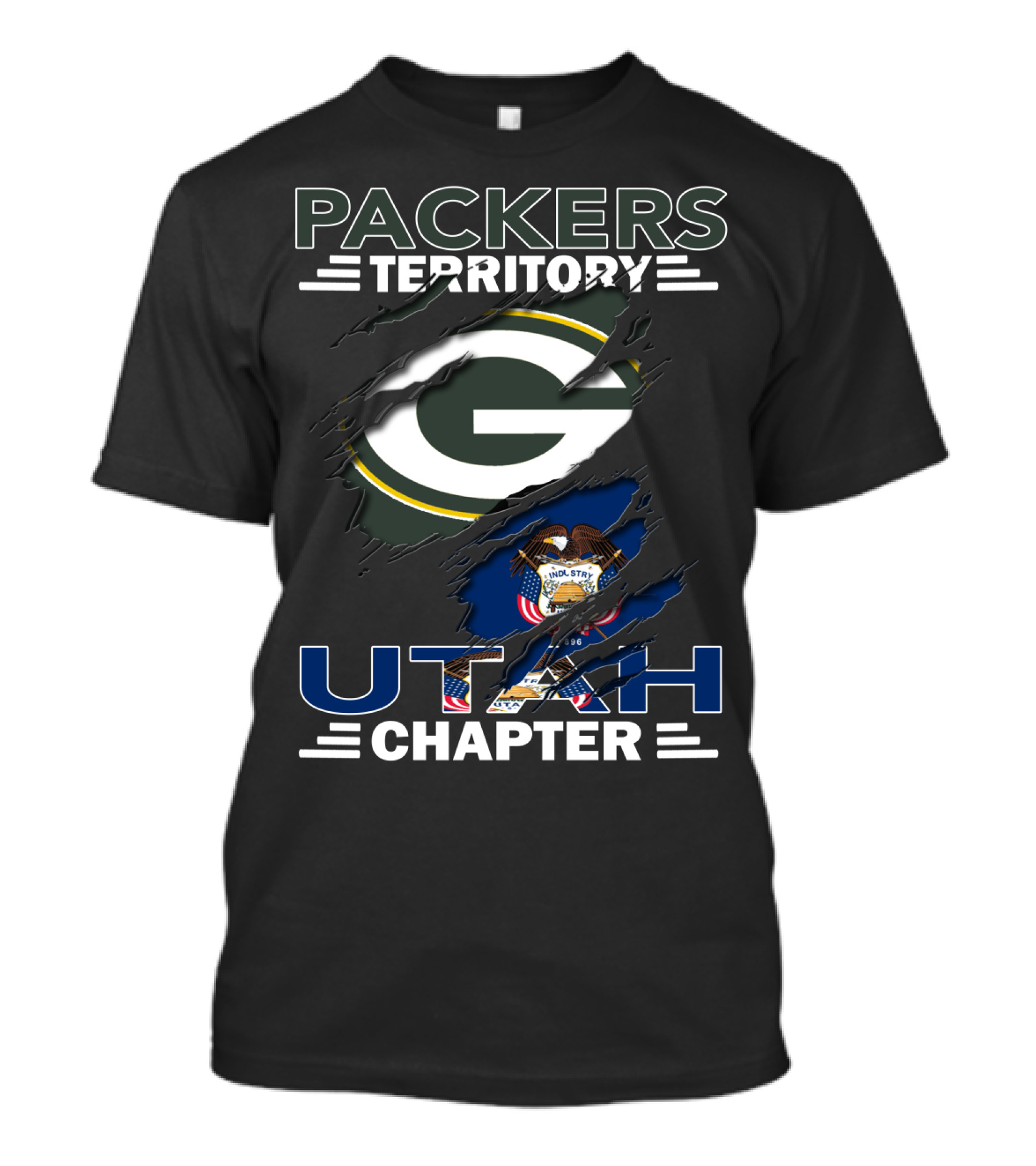 Packers Territory Utah Chapter Green Bay Packers Logo And Utah State Flag T-Shirt