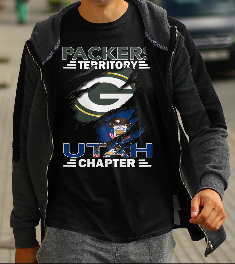 Packers Territory Utah Chapter Green Bay Packers Logo And Utah State Flag T-Shirt