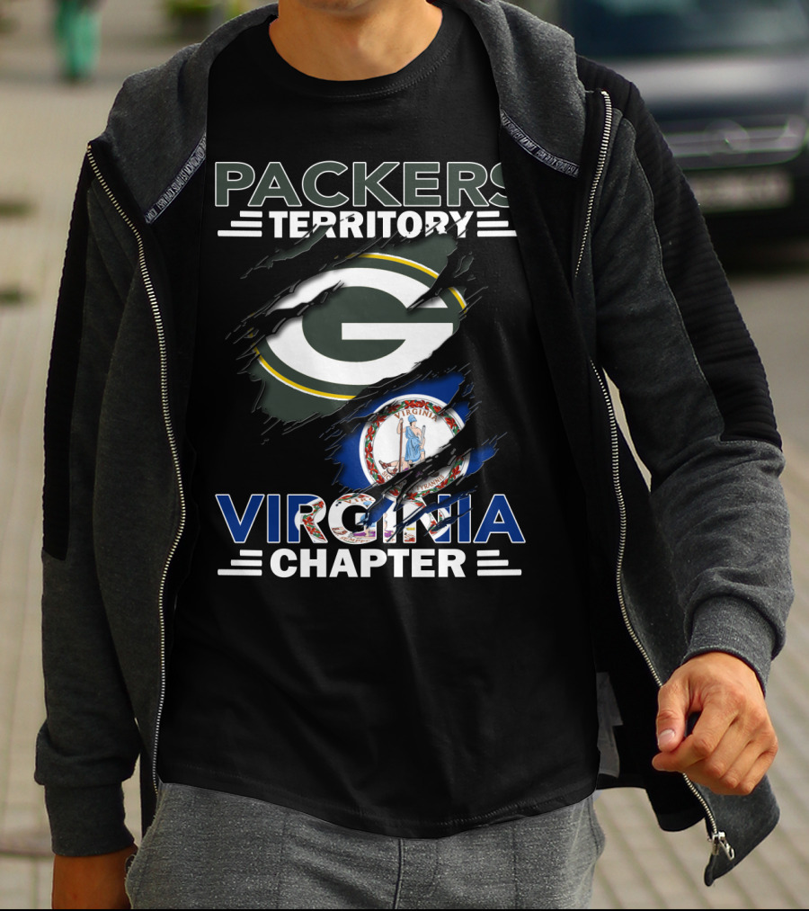 Packers Territory Virginia Chapter Green Bay Logo Virginia Flag T-Shirt