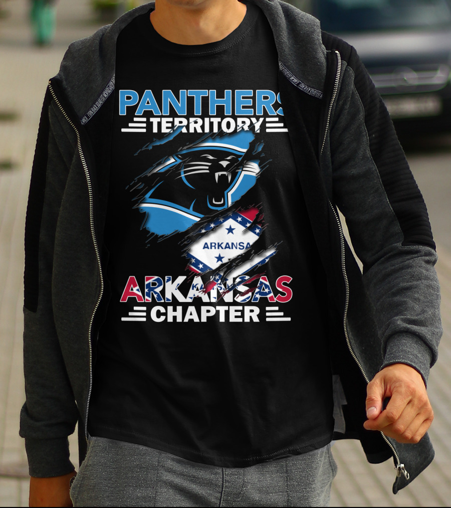 Panthers Territory Arkansas Chapter Logo With Panther And Arkansas Flag Elements T-Shirt