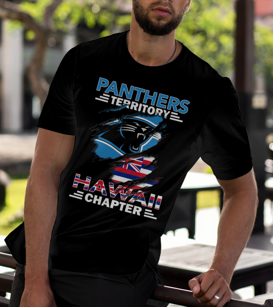 Panthers Territory Hawaii Chapter NFL Team Logo With Hawaiian Flag T-Shirt