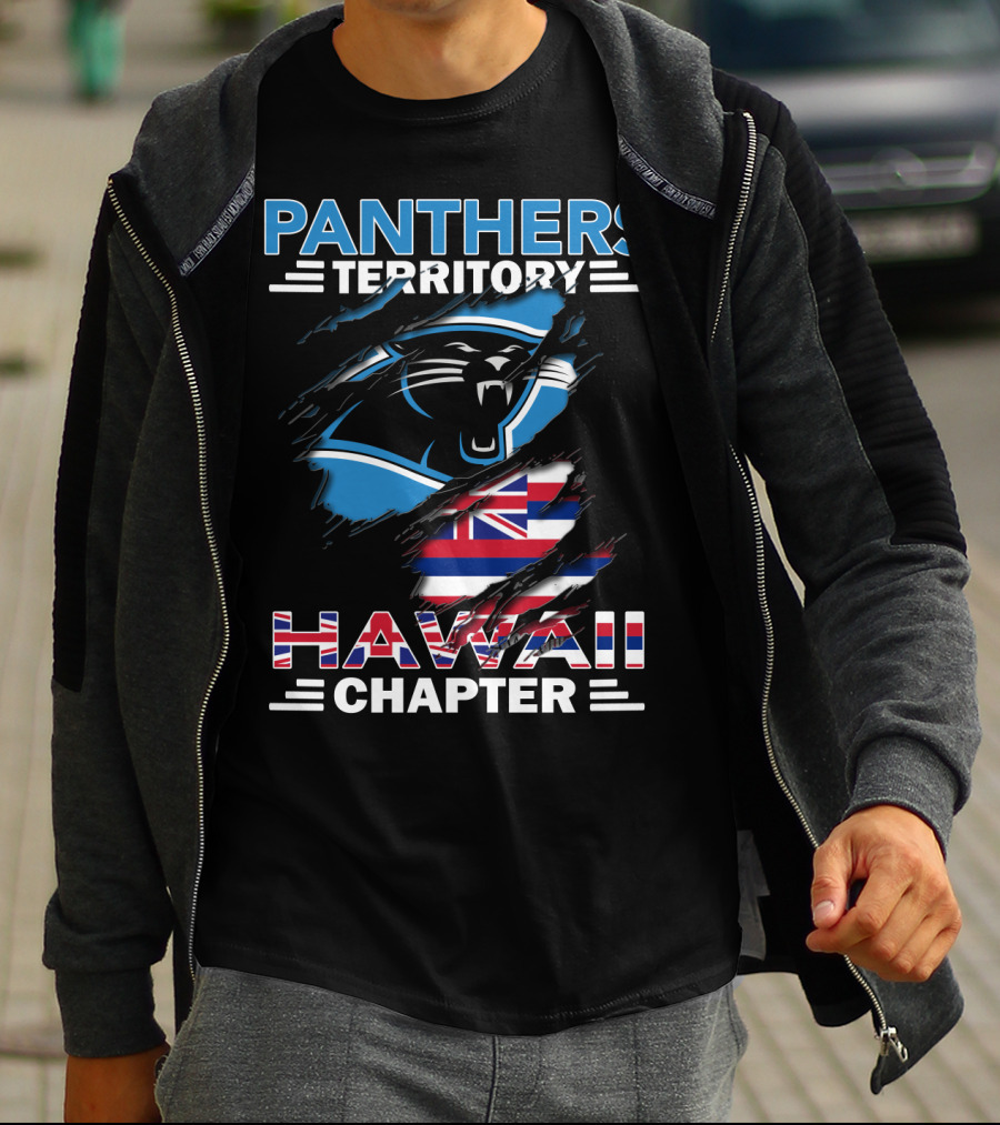Panthers Territory Hawaii Chapter NFL Team Logo With Hawaiian Flag T-Shirt