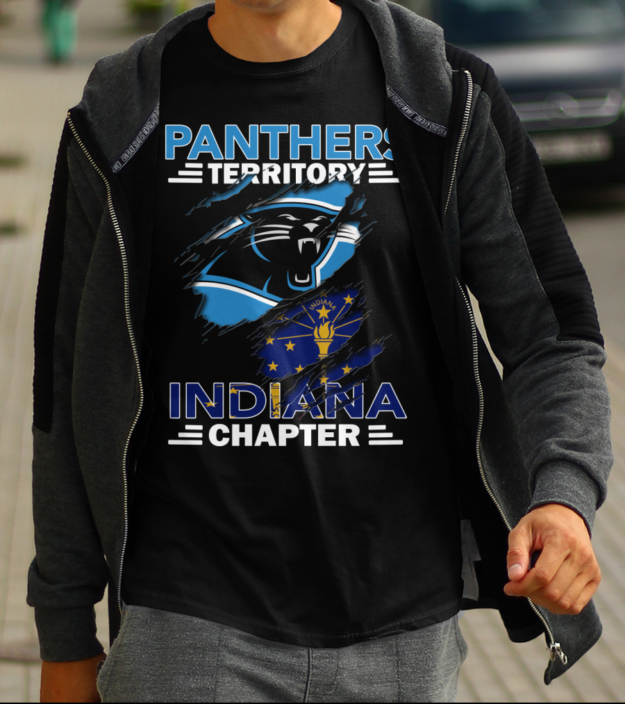 Panthers Territory Indiana Chapter Flag And Panther Face T-Shirt
