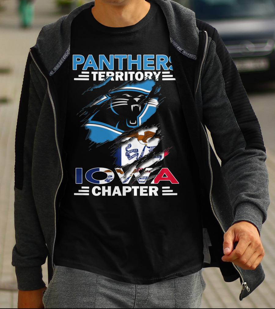 Panthers Territory Iowa Chapter Football Fans USA Flag T-Shirt