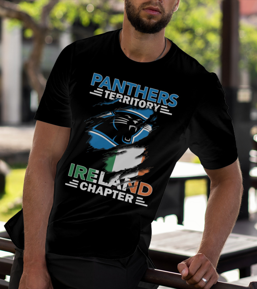Panthers Territory Ireland Chapter Logo With Irish Flag And Panther Emblem T-Shirt