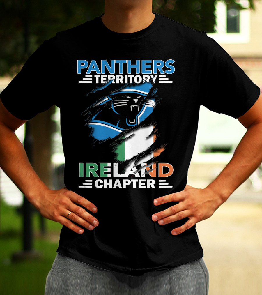 Panthers Territory Ireland Chapter Logo With Irish Flag And Panther Emblem T-Shirt